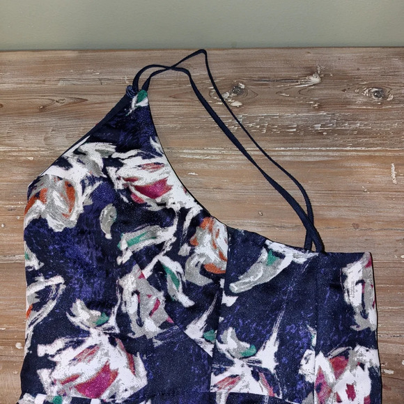 Phoebe by Kay Unger - Blue Floral Silk Bamboo Organza Gown size 2 - Picture 5 of 15